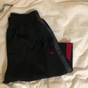 red and black shorts